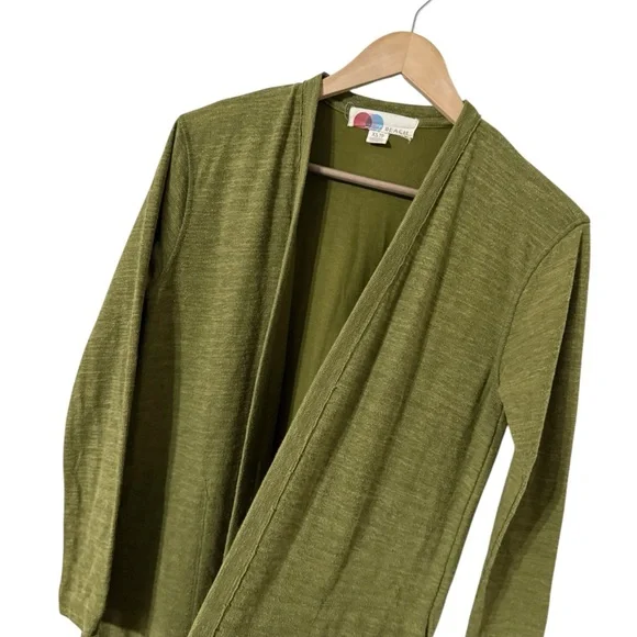 FREE PEOPLE FP Beach 2 Piece BiCoastal Quiet Moss Jumpsuit Cardigan Duster Set - Picture 10 of 11